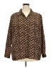 Fashion Bug 100% Polyester Chevron-herringbone Brown Long Sleeve Blouse Size 22 - 24 - photo 1
