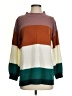 Roolee Color Block Brown Turtleneck Sweater Size S - photo 1