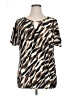 SJS Animal Print Brown Short Sleeve Top Size 1X - photo 1