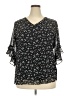 Assorted Brands Stars Black 3/4 Sleeve Blouse Size XXL - photo 1