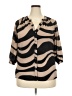 Isaac Mizrahi 100% Polyester Animal Print Brown 3/4 Sleeve Blouse Size XXL (estimated) - photo 1