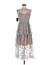 Self-Portrait 100% Polyamide Silver Cocktail Dress Size 6 - photo 1