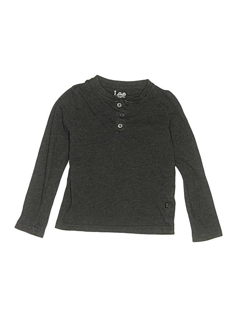 Pre-owned Lee Kids' Long Sve Henley Shirt In Gray