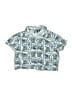 Stranger Things 100% Rayon Print Teal Short Sleeve Button-Down Shirt Size 8 - photo 1
