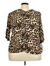 Spin Animal Print Brown 3/4 Sleeve Blouse Size 3X - photo 1