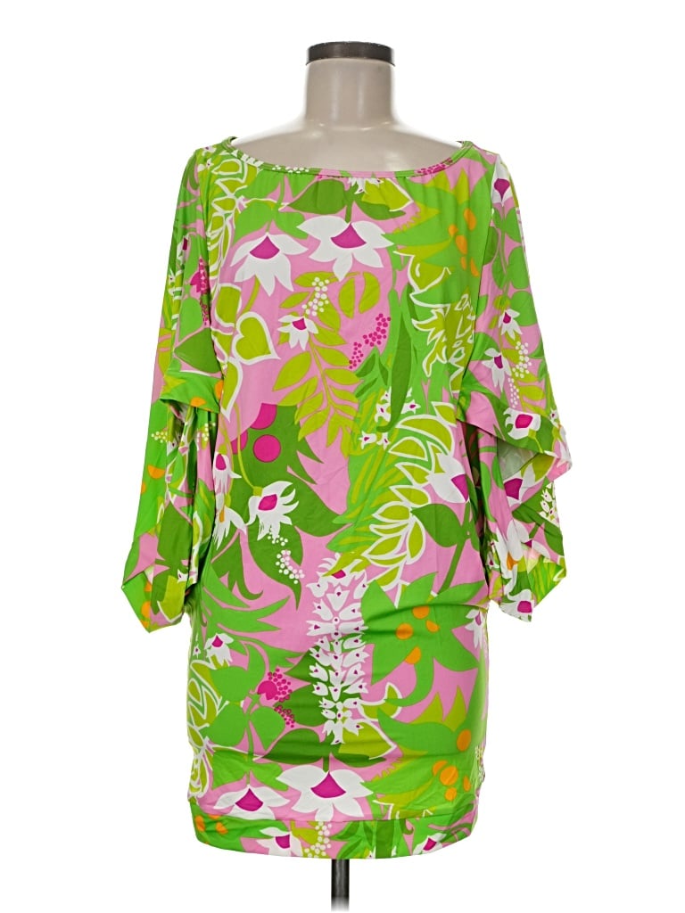 Trina Turk 3/4 Sleeve Blouse: Green Tops - Size Medium