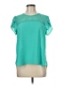 Meraki 100% Polyester Teal Short Sleeve Blouse Size M - photo 1