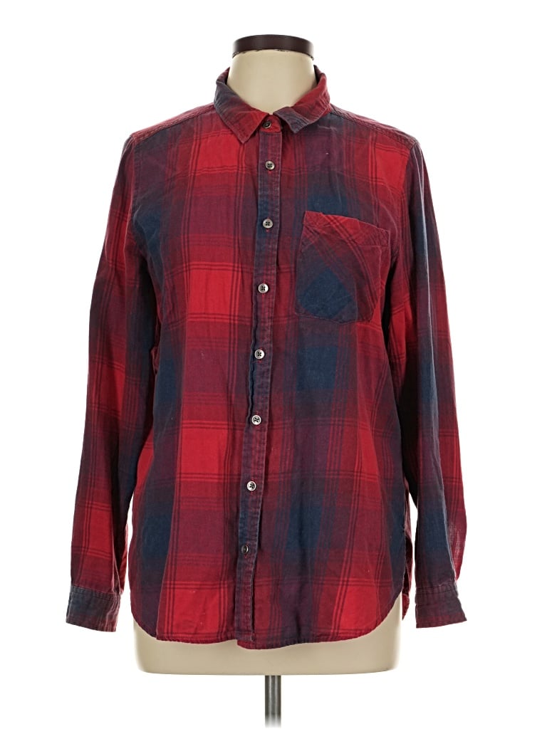 Pre-owned Vanilla Star Long Sleeve Button Down Shirt In Burgundy