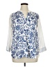 Foxcroft 100% Cotton Floral Blue 3/4 Sleeve Blouse Size 14 - photo 1