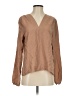 Self Contrast Tan Long Sleeve Blouse Size S - photo 1