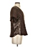 Shelli Segal 100% Silk Metallic Brown Short Sleeve Silk Top Size S (estimated) - photo 4