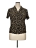 Halston Animal Print Gold Short Sleeve Blouse Size 14 - photo 1