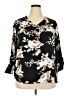 Youtalia 100% Polyester Floral Black 3/4 Sleeve Blouse Size XXL - photo 1