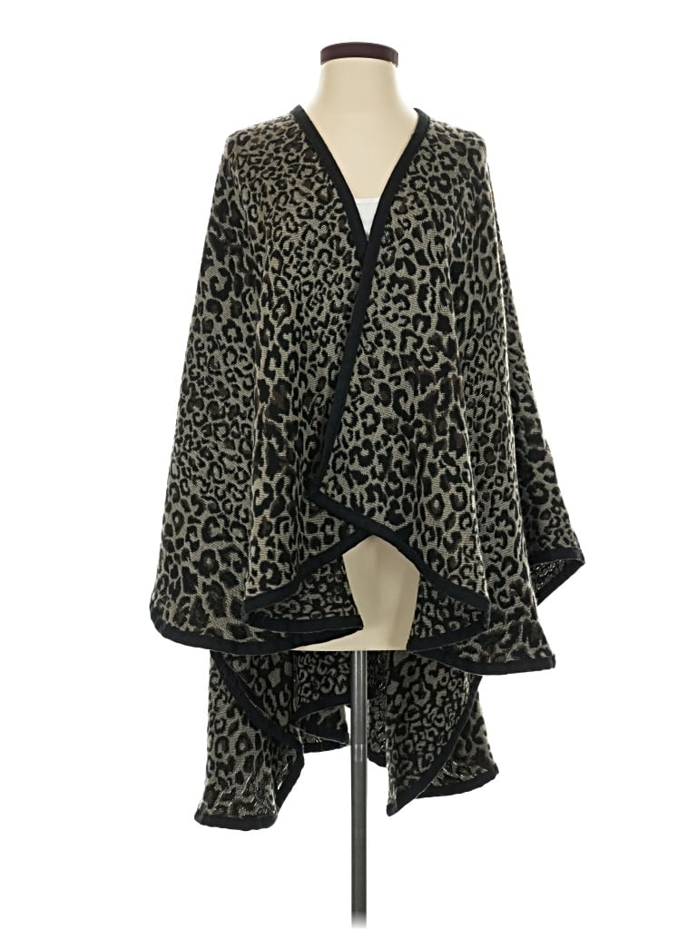 Pre-owned Woven Heart Poncho In Black