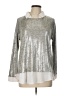 Kim & Cami Metallic Silver Long Sleeve Blouse Size L - photo 1