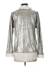 Kim & Cami Metallic Silver Long Sleeve Blouse Size L - photo 2