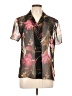 Virgo Floral Black Short Sleeve Blouse Size 10 - photo 1