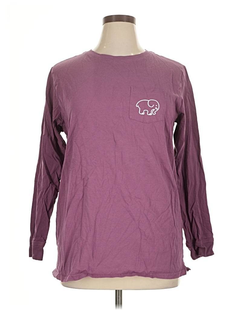 Pre-owned Ivory Ella Long Sleeve Top Purple Crew Neck Tops