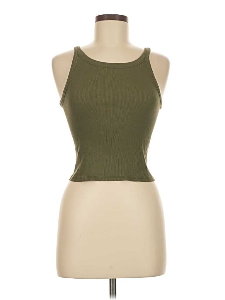 Pre-owned Everlane Tank Top Green Halter Neckline Tops