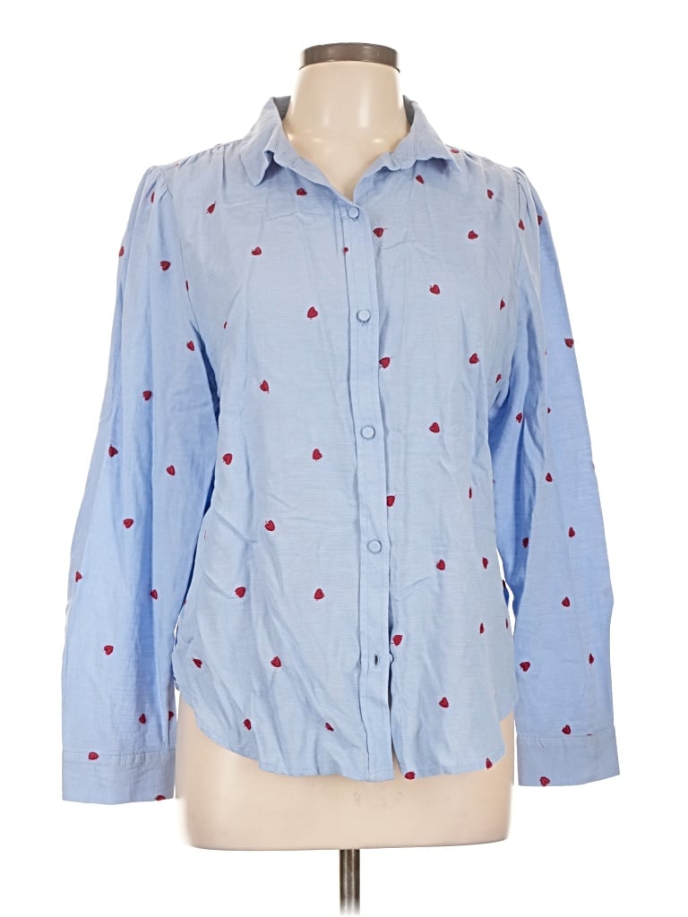 Pre-owned Lauren Conrad Long Sleeve Button Down Shirt In Blue