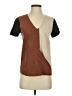 Alysi 100% Cotton Color Block Brown Short Sleeve Top Size 4 - photo 1