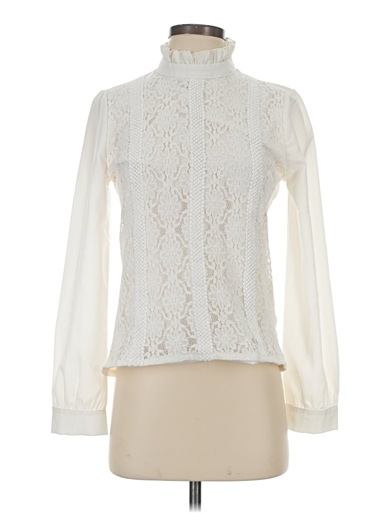 Pre-owned Goodnight Macaroon Long Sleeve Blouse In White