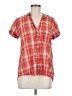 James Perse 100% Cotton Plaid Red Short Sleeve Blouse Size Med (2) - photo 1
