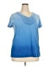 Venezia 100% Cotton Ombre Blue Short Sleeve Top Size 18 - 20 Plus - photo 1
