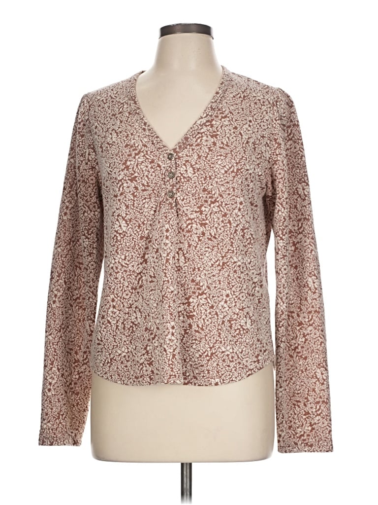Pre-owned Hello Nite Long Sleeve Blouse In Brown