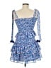 TCEC 100% Polyester Floral Blue Cocktail Dress Size M - photo 2