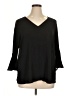 Chaus 100% Polyester Black 3/4 Sleeve Blouse Size XL - photo 1