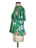 Ann Taylor LOFT 100% Polyester Floral Green Short Sleeve Blouse Size 00 - photo 5