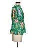 Ann Taylor LOFT 100% Polyester Floral Green Short Sleeve Blouse Size 00 - photo 4