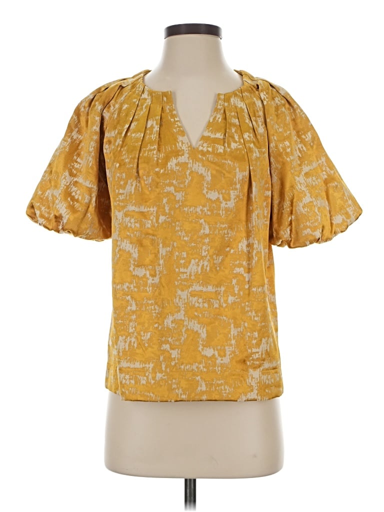 Pre-owned Jade Short Sleeve Blouse In Gold