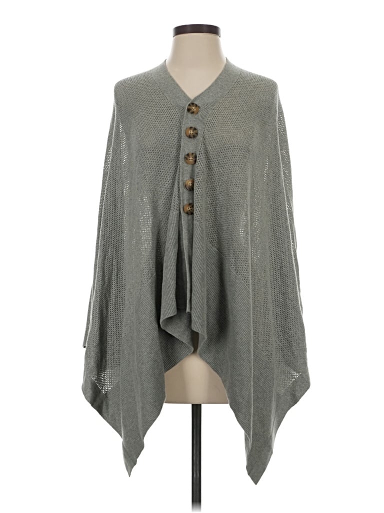 Pre-owned Jjill Poncho In Gray