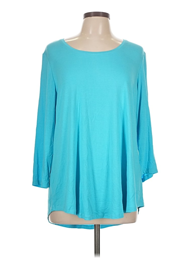 Pre-owned Jm Collection 3/4 Sleeve T-shirt In Blue