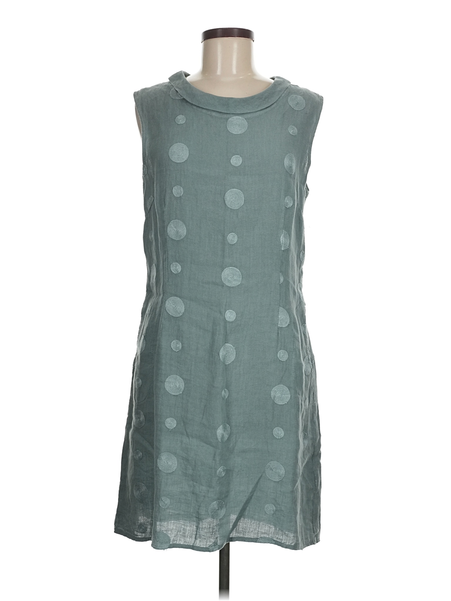 chinese dress ladies Lina Tomei Grey Linen dress Size L – The Wardrobe main image 0