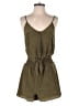 Lavender Brown 100% Silk Solid Green Romper Size S - photo 1