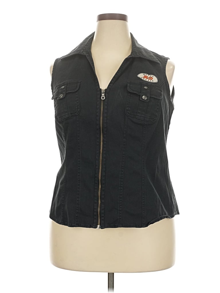 Pre-owned Harley Davidson Denim Vest In Black