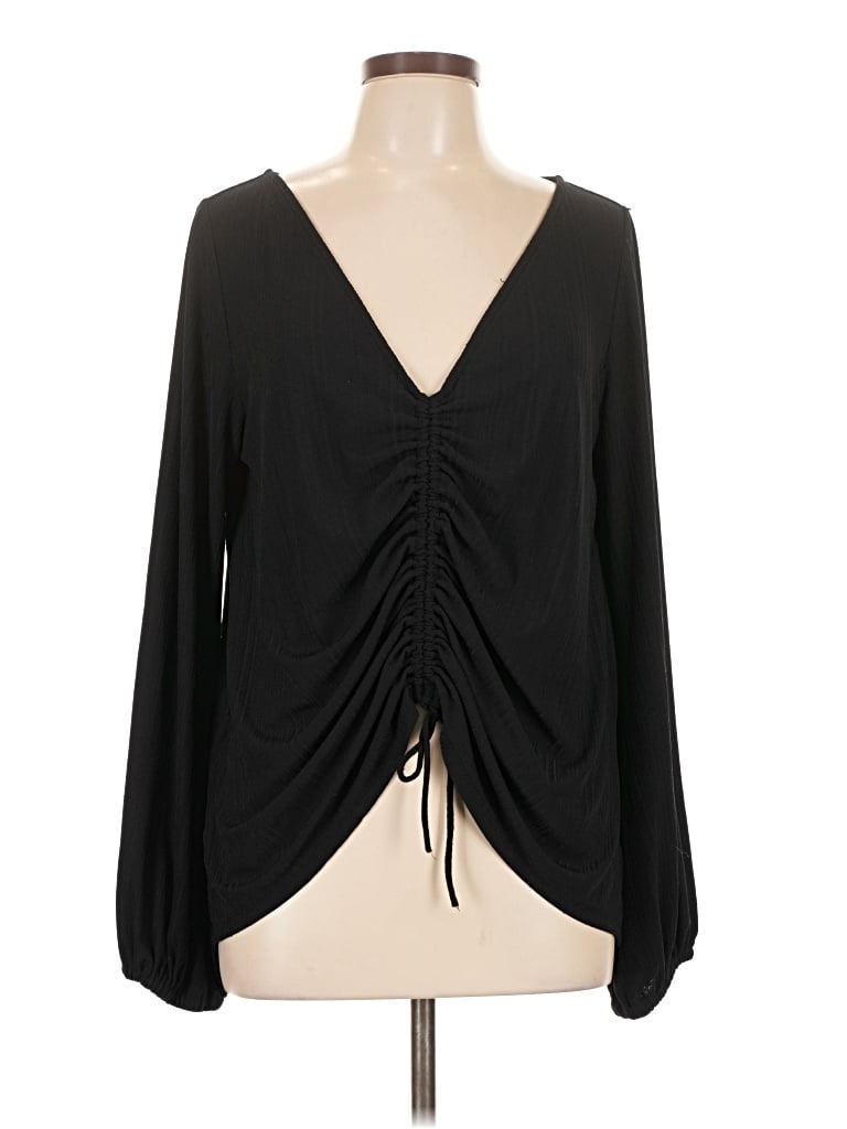 Pre-owned Fp Beach Long Sleeve Blouse In Black