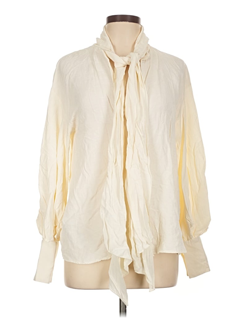 Pre-owned Mng Long Sleeve Blouse In Ivory
