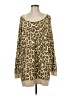 Free People 100% Cotton Animal Print Tan Pullover Sweater Size M - photo 1