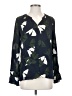 Jigsaw 100% Rayon Green Blue Long Sleeve Blouse Size UK 6 / US 2 - photo 1