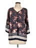 Krazy Kat 100% Rayon Blue 3/4 Sleeve Blouse Size L - photo 1