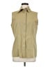 Caroll 100% Cotton Tan Sleeveless Button-Down Shirt Size M - photo 1