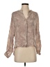 Parker 100% Silk Tan Ivory Long Sleeve Silk Top Size S - photo 1