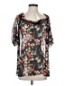 Apostrophe 100% Polyester Black Short Sleeve Blouse Size S - photo 1