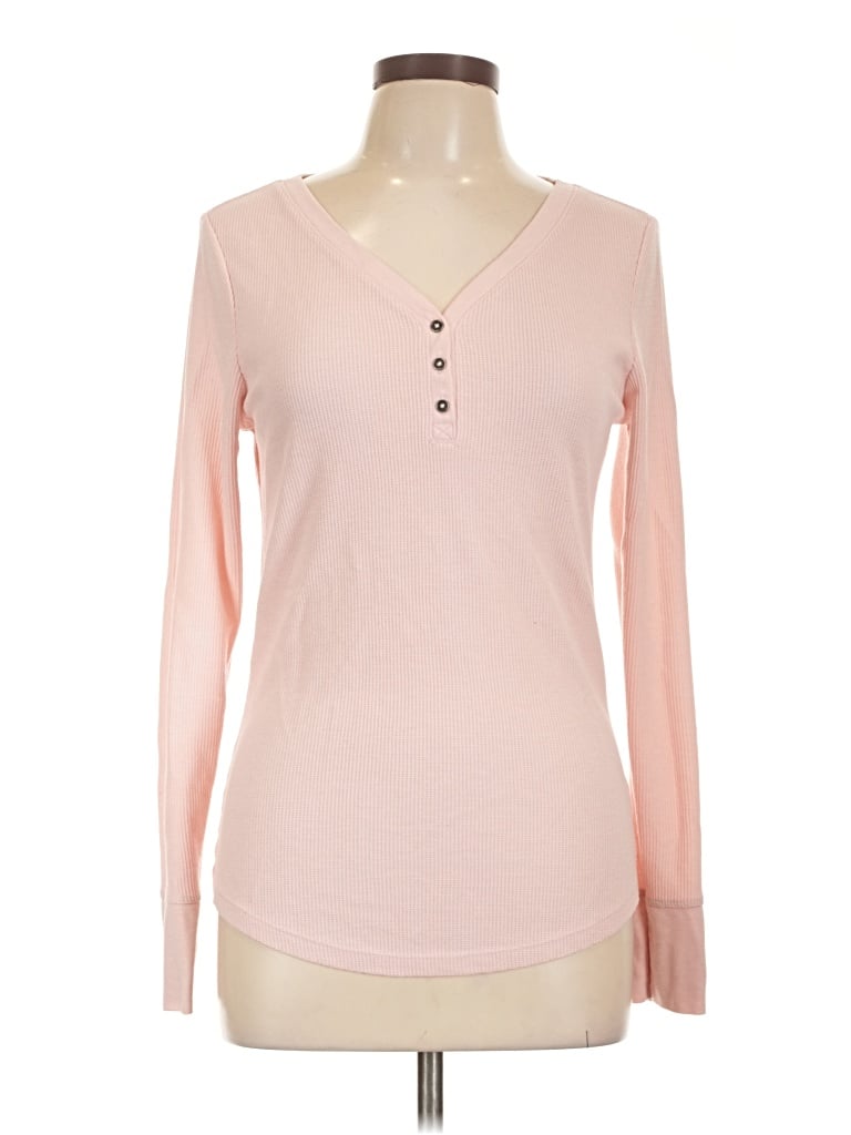 Pre-owned Faded Glory Long Sleeve Henley Shirt In Pink