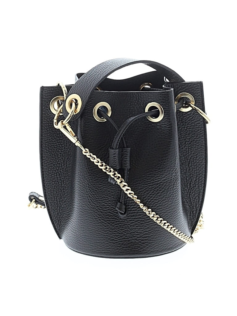 Pre-owned Assorted Brands Leather Bucket Bag In Black