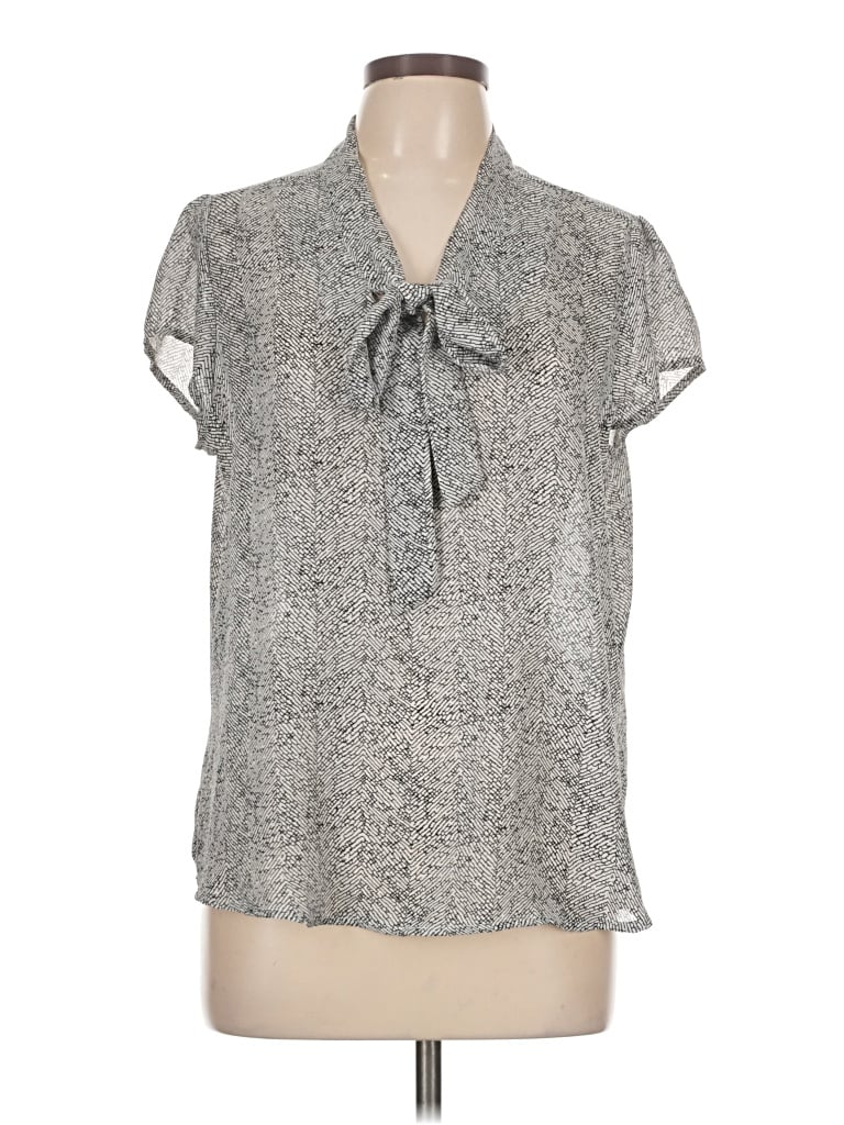 Pre-owned Notations Short Sleeve Blouse In Gray